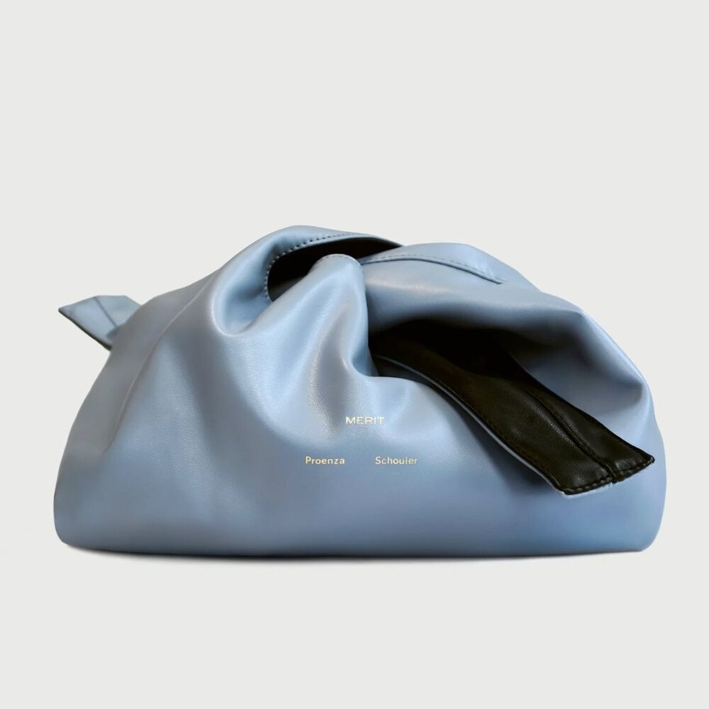 Proenza Schouler Black Leather Clutch with Light Blue Accent - Picture 4 of 12